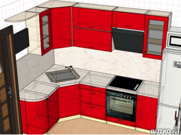Конструктор кухни 3D, угловая кухня 5,2 м², 180 на 170 см, 78900 руб. в СПб: вер