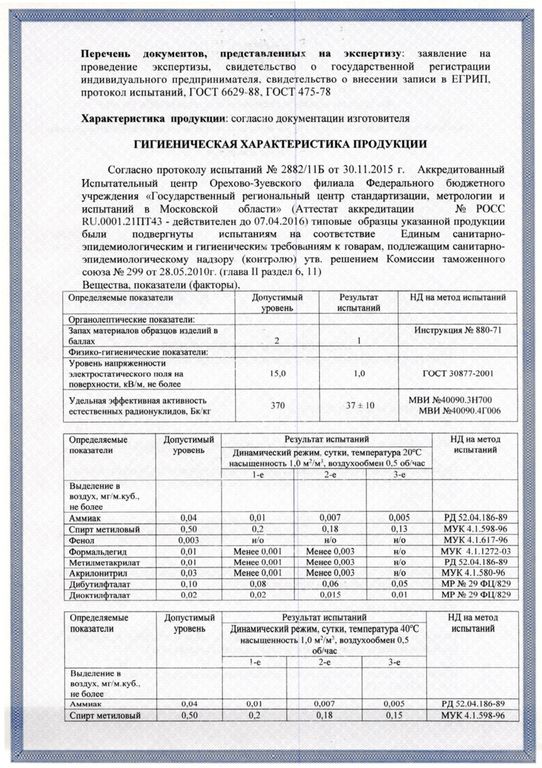 Протокол испытаний аттракциона образец