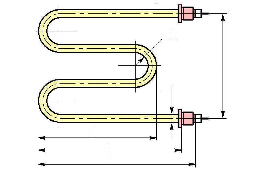 Нагревательный элемент диаметр. ТЭН 160.02.000 чертеж. ТЭН ф2 чертеж. ТЭН ф7 со штуцером чертеж. Форма ТЭНА ф2.