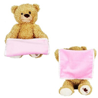 Интерактивный плюшевый мишка 1Toy играет в прятки, розовое одеяло арт.Т13783