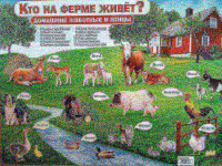 Плакат Кто на ферме живет? Домашние животные и птицы А2 арт.941-070,131 Мир поздравлений
