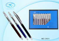 Ручка "Basir" в дисплее синяя 0,7мм, серебристо-цветной металлический корпус MC-3431 Центрум