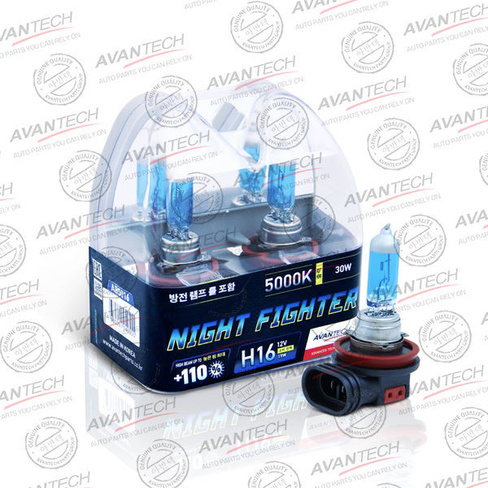 Высокотемпературные галогенные лампы AVANTECH Night Fighter H16 +110% (2шт)