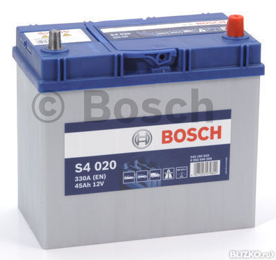 Аккумуляторная батарея Bosch S4 020 Silver (45Ач EN330A о.п.) азиатская с