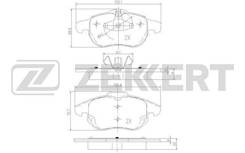 Колодки тормозные дисковые передние Zekkert BS-2829 (Opеl, Fiаt, Saаb)