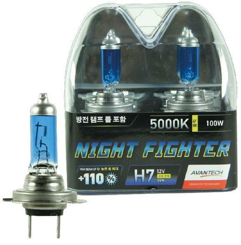 Высокотемпературные галогенные лампы AVANTECH Night Fighter H7 +110% (2шт)