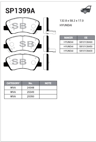 Sp1399a колодки тормозные передние