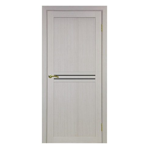 Дверь Оптима Турин 552 LACOBEL черное/белое узкие экошпон остекленная