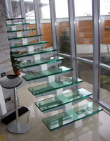 Стеклянная лестница для офиса из безопасного закаленного стекла