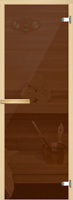 Дверь для сауны и бани АКМА Aspen M 7х20 (бронза, 8 мм, коробка осина, арт. 237M)