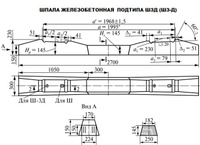 Шпала железобетонная подтипа Ш3Д (Ш3-Д) ГОСТ 33320-2015