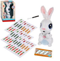 Кролик интерактивный, свет, звук, кушает бумажную еду (еда и трафареты в комплекте) Наша игрушка