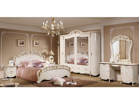 Спальня Аллегро с 6 дверным шкафом Белый матовый Слониммебель