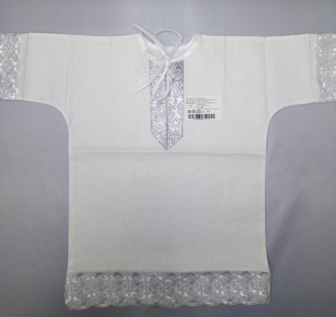 Рубашка для крещения 0-3мес белый арт.939 Аистенок