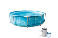 Каркасный бассейн Intex Beachside Metal Frame 305х76 см + фильтр-насос 1250