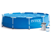 Каркасный бассейн Intex Metal 305х76 см + фильтр-насос 1250 л/ч (28202)