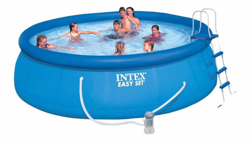 Бассейн надувной Intex Easy Set 457х122 см + фильтр-насос 3785 л/ч, лестниц