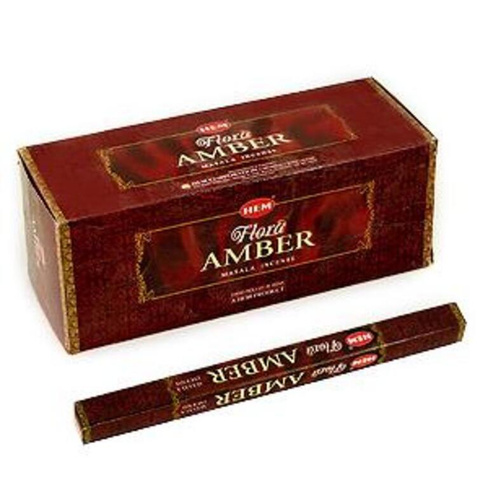Индийское благовоние HEM Flora 4-хгранник Amber   / Амбер ( 8 гр )