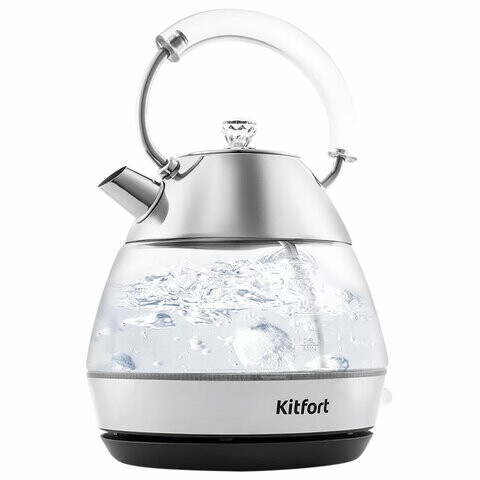 Чайник KITFORT КТ-678 17 л 2200 Вт закрытый нагревательный элемент стекло серебристый