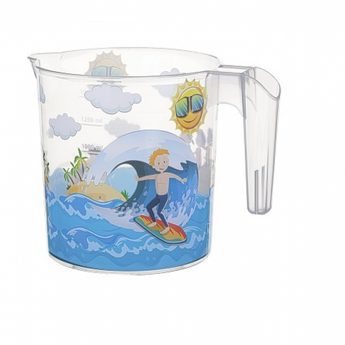 Ковш прозрачный "Море" с рисунком 1,5л арт.09158 Dunya Plastik
