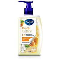 Aura Крем-мыло Pure Cotton Хлопок и мёд хлопок, 300 мл