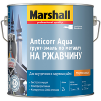 Грунт-эмаль акриловая (АК) Marshall Anticorr Aqua, АА, полуглянцевая, BW белый, 2.55 кг, 2 л