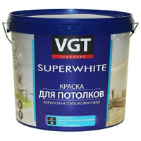 Краска акриловая VGT ВД-АК-2180 Для потолков "Супербелая" глубокоматовая белый 3 кг