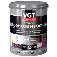 Краска акриловая VGT Premium для офисов и гостиных IQ137 матовая белый 9 л 11 кг