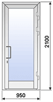 Пластиковая балконная дверь одностворчатая Rehau 950 х2100