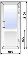 Пластиковая балконная дверь одностворчатая с сендвич-панелью KBE 950 х2100