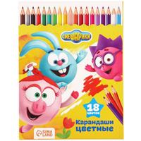 Цветные карандаши, 18 цветов, трехгранные, смешарики Смешарики