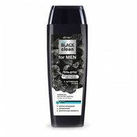 Гель-душ для мытья волос, тела и бороды Витекс Black Clean с активным углем, 400 мл, 400 г Витэкс