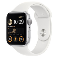 Смарт-часы Apple Watch SE 2022 44mm Silver Aluminum Case with White Sport Band, размер M/L (MNTJ3)