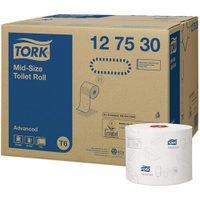 Туалетная бумага в миди-рулонах Tork 127530 (T6), двухслойная, 27 рулонов по 100 м TORK