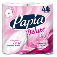 Туалетная бумага Papia Deluxe Paradiso dei Fiori четырехслойная 4 рул., белый, цветочный
