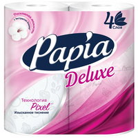 Влажная туалетная бумага Papia Deluxe белая четырехслойная 4 рул. 140 лист., белый