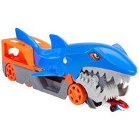Набор машин Hot Wheels Сити Грузовик Голодная акула с хранилищем для машинок GVG36 1:64, мультиколор