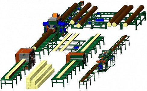 Лесопильная линия для распиловки среднего леса