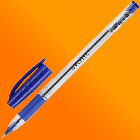 Ручка шариковая 0.7 мм Pro de Vente резин манжет, прозрачный корпус