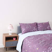 Постельное белье с одеялом-покрывалом Мелвин Siberia цвет: фиолетовый, серый (1.5 сп)