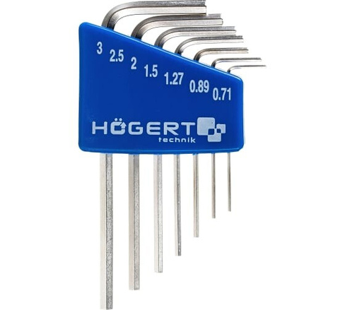 Набор шестигранных Г-образных ключей 0,71-3 мм CrV 7 шт. HOEGERT HT1W800