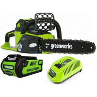 Аккумуляторная цепная пила GreenWorks GD40CS40, 20077UB, 40V, 40 см3