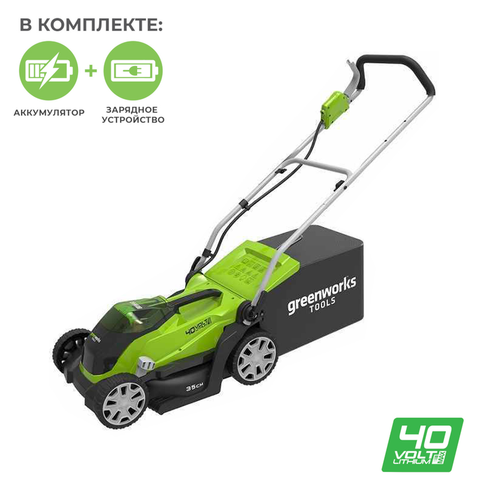 Газонокосилка Greenworks G40LM35K4, 2501907UB, 40V, 35 см3