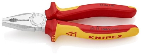 Пассатижи диэлектрические 1000 V KNIPEX KN-0306180 180 мм