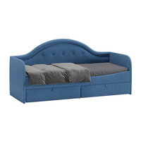 Кровать Адель с мягкой спинкой тип 1, велюр синий Столплит