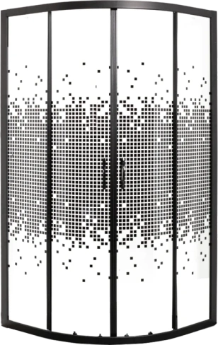 Душевой уголок Мономах 70х70 профиль черный стекло с рисунком