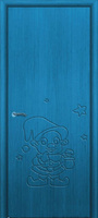 Дверь межкомнатная экошпон Гном глухая синяя в детскую