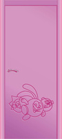 Дверь межкомнатная экошпон розовая Смешарики в детскую