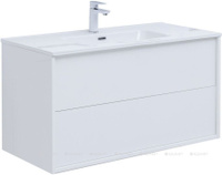 Тумба с раковиной Aquanet Lino 100 (Flat) белый глянец