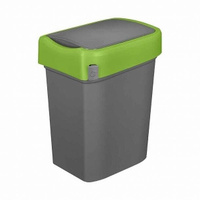 Бак для мусора Бытпласт 434214709 10л (245х196х345) полипропилен с зеленым ободом Resto